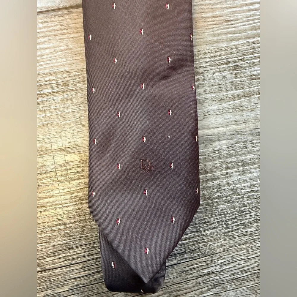 Dior Brown Tie with Subtle Dot Pattern